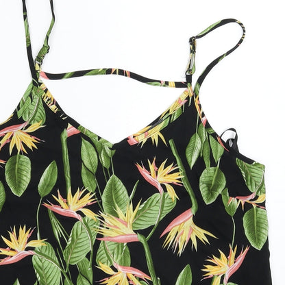 Primark Womens Black Floral Satin Basic Tank Size 10