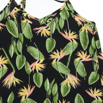 Primark Womens Black Floral Satin Basic Tank Size 10