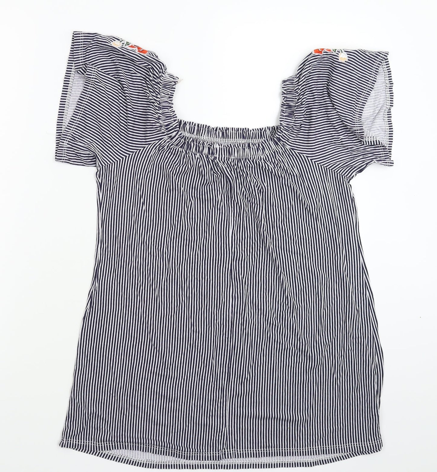 George Womens Blue Striped  Basic T-Shirt Size 8