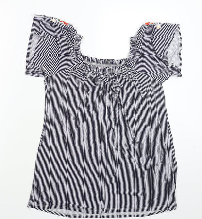George Womens Blue Striped  Basic T-Shirt Size 8
