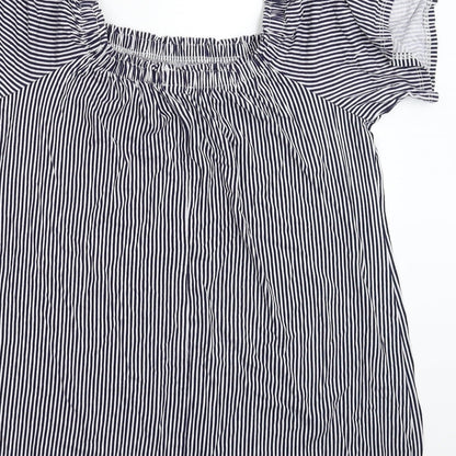 George Womens Blue Striped  Basic T-Shirt Size 8