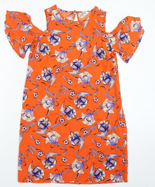 Pep&Co Womens Orange Floral  Mini  Size 8