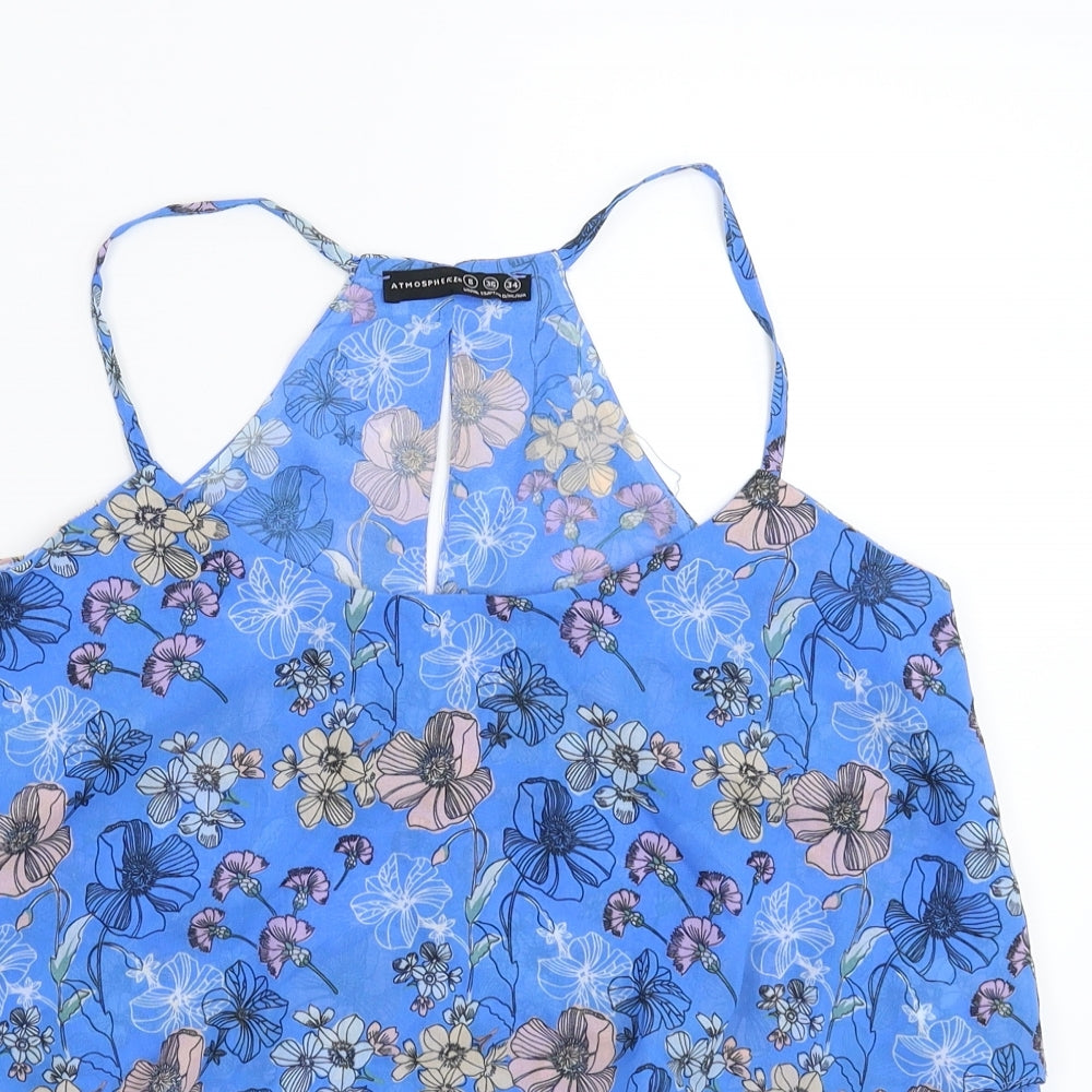 Womens UK Size 8 Atmosphere Blue Basic Tank
