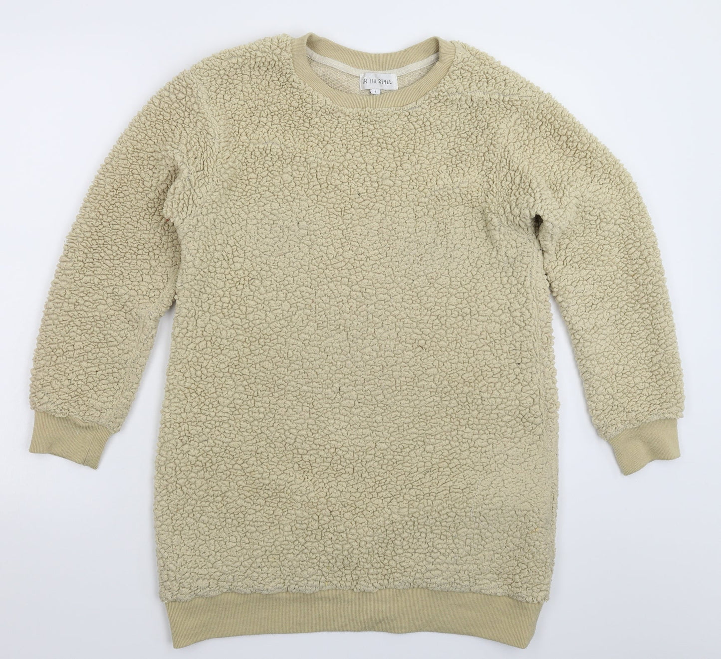 In the Style Womens Beige  Fleece Pullover Sweatshirt Size 8  - Oversized