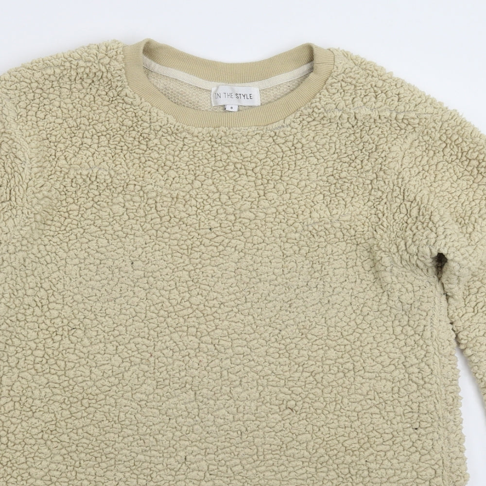 In the Style Womens Beige  Fleece Pullover Sweatshirt Size 8  - Oversized