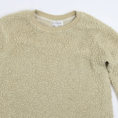 In the Style Womens Beige  Fleece Pullover Sweatshirt Size 8  - Oversized