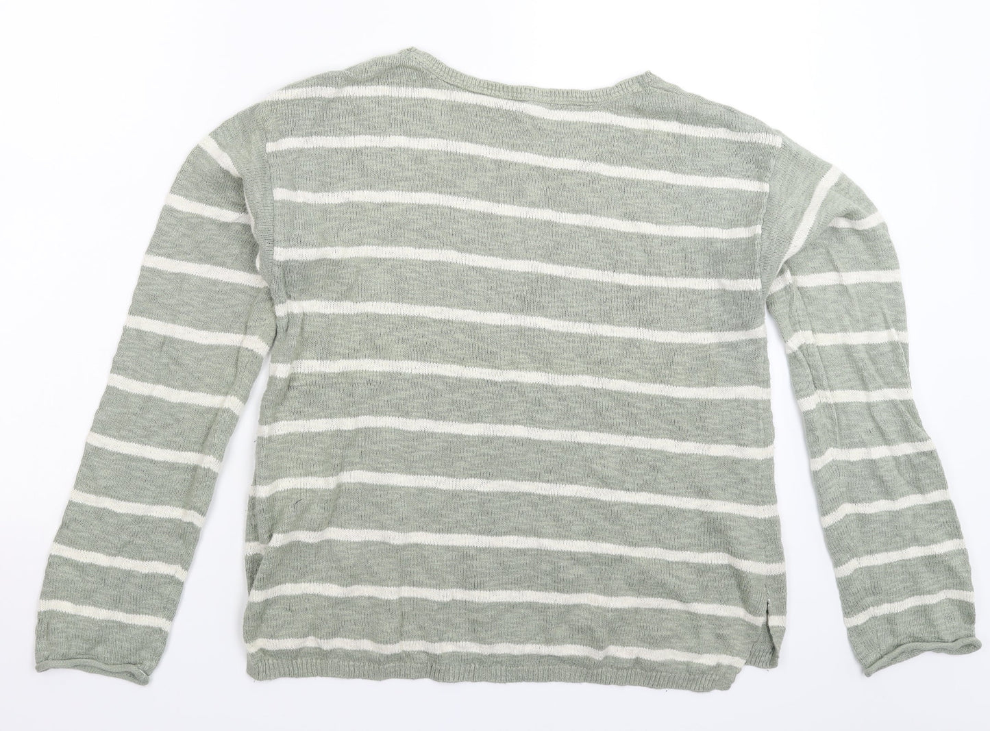 H&M Girls Grey Striped Knit Pullover Jumper Size 14 Years