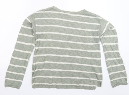 H&M Girls Grey Striped Knit Pullover Jumper Size 14 Years