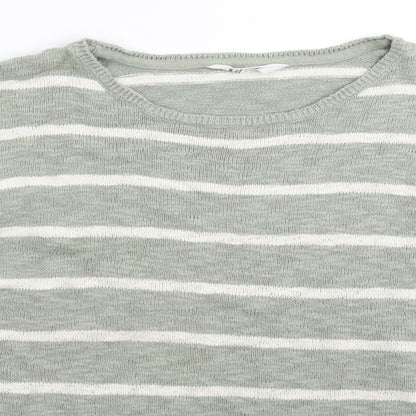 H&M Girls Grey Striped Knit Pullover Jumper Size 14 Years