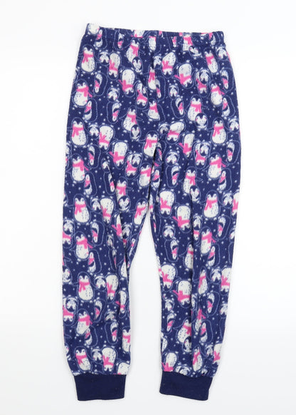 Young Dimension Girls Blue Solid Fleece Cami Pyjama Pants Size 10 Years