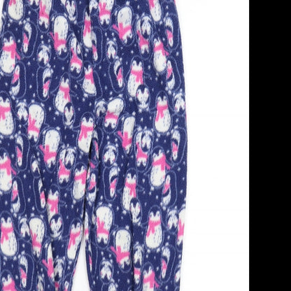 Young Dimension Girls Blue Solid Fleece Cami Pyjama Pants Size 10 Years