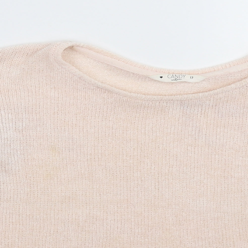 Candy Couture Girls Pink  Knit Pullover Jumper Size 13 Years