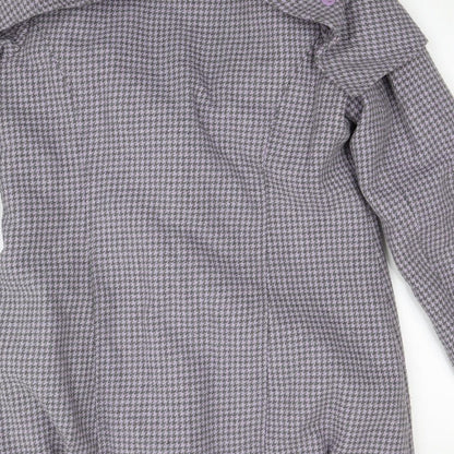 Chillian Womens Purple Houndstooth  Overcoat Coat Size M