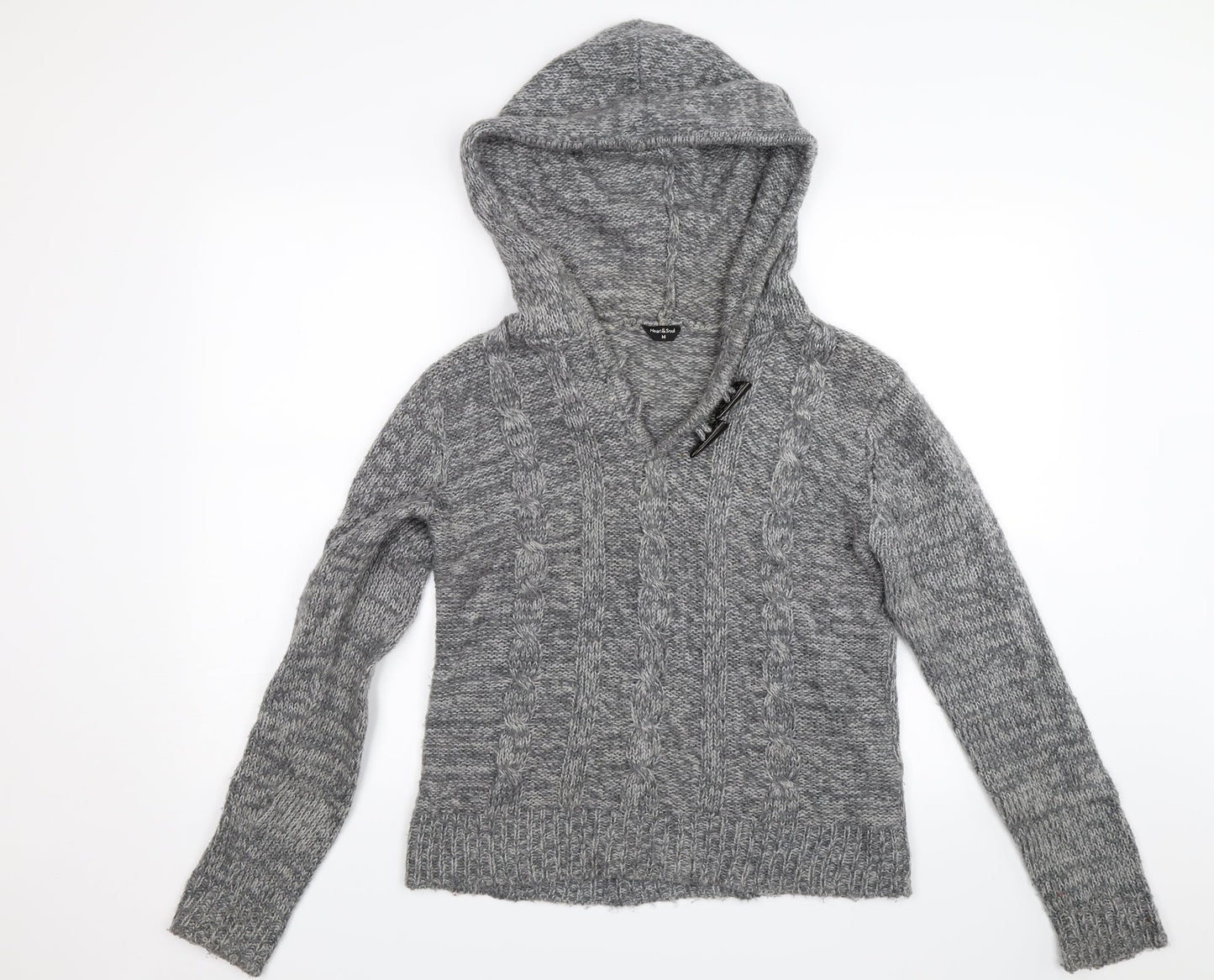 Heart & soul Mens Grey   Henley Hoodie Size M