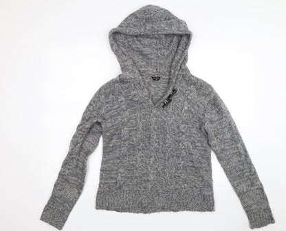 Heart & soul Mens Grey   Henley Hoodie Size M