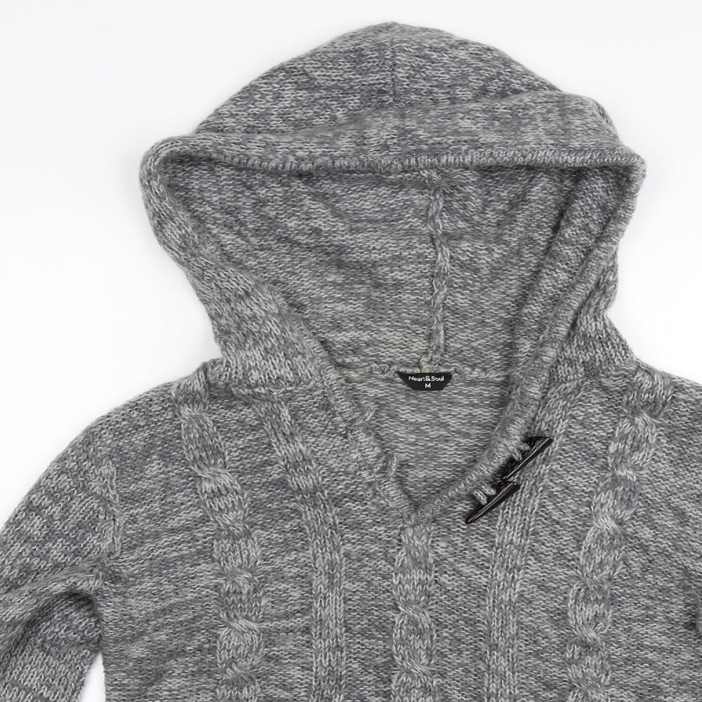 Heart & soul Mens Grey   Henley Hoodie Size M