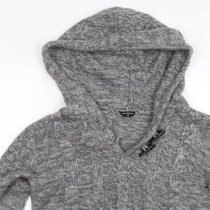 Heart & soul Mens Grey   Henley Hoodie Size M