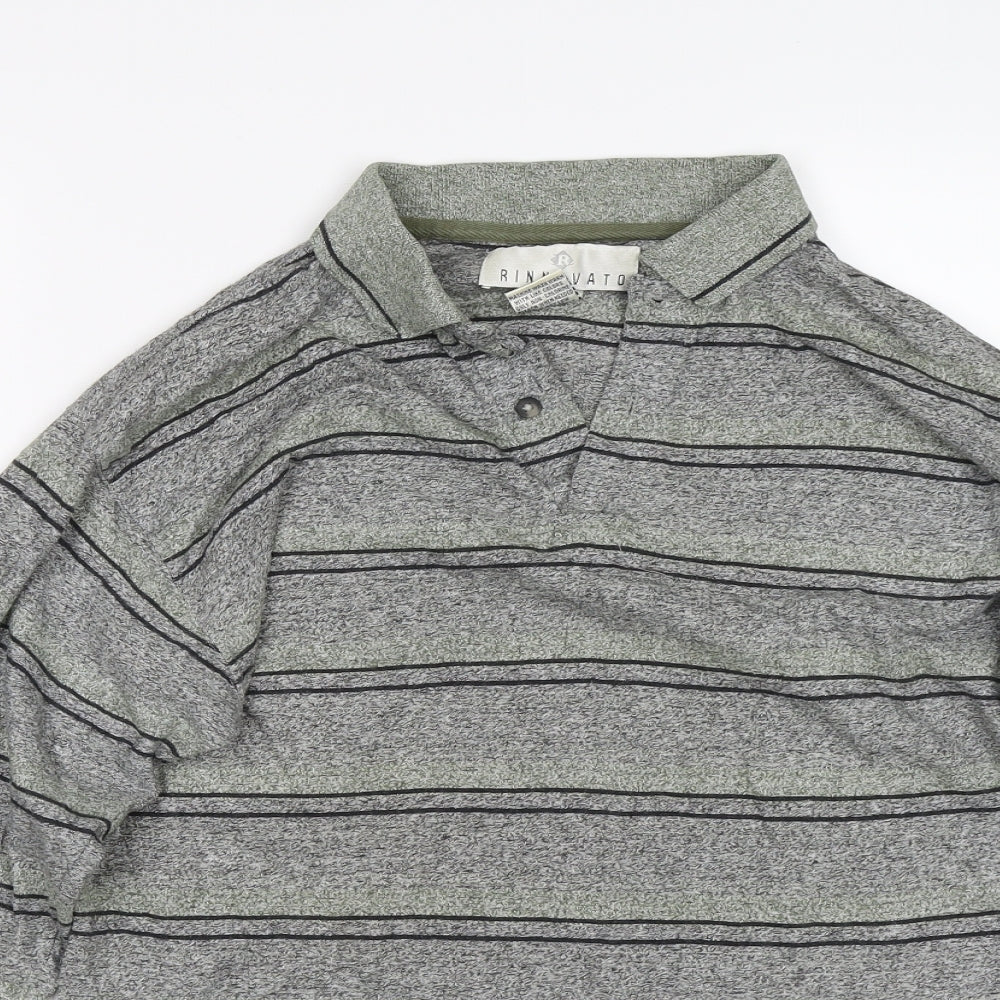Rinnovato Mens Grey Striped   Polo Size S