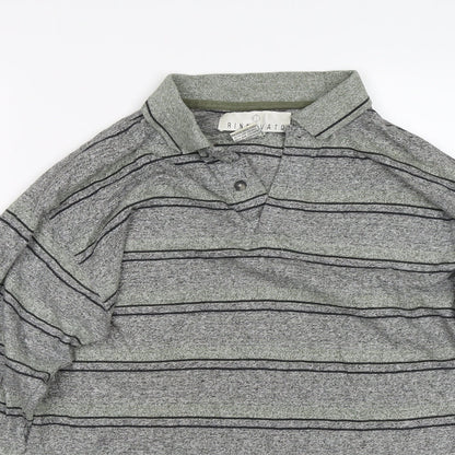 Rinnovato Mens Grey Striped   Polo Size S