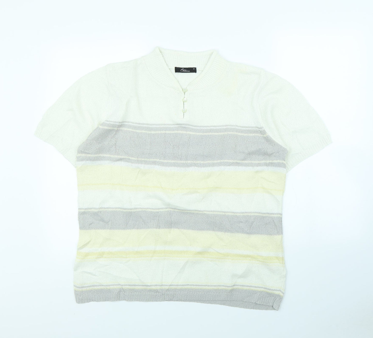 BM Womens White Striped  Basic Tank Size M