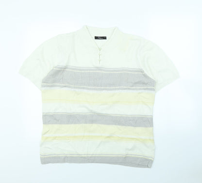 BM Womens White Striped  Basic Tank Size M