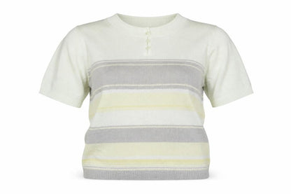Bonmarché Womens White Striped  Basic Tank Size M