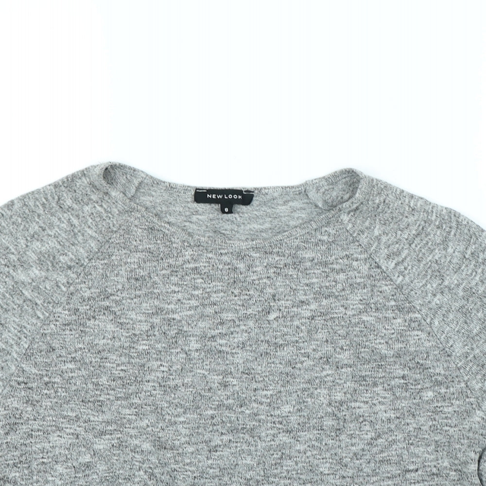 Womens UK Size 8 New Look Grey Basic T-Shirt