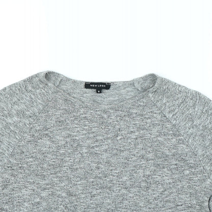 Womens UK Size 8 New Look Grey Basic T-Shirt