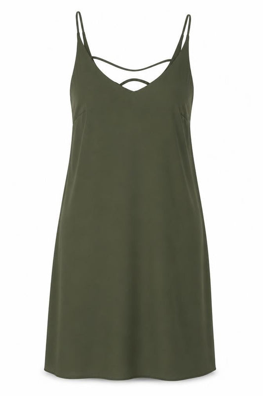 Front view of Papaya women’s green shift, size UK 12