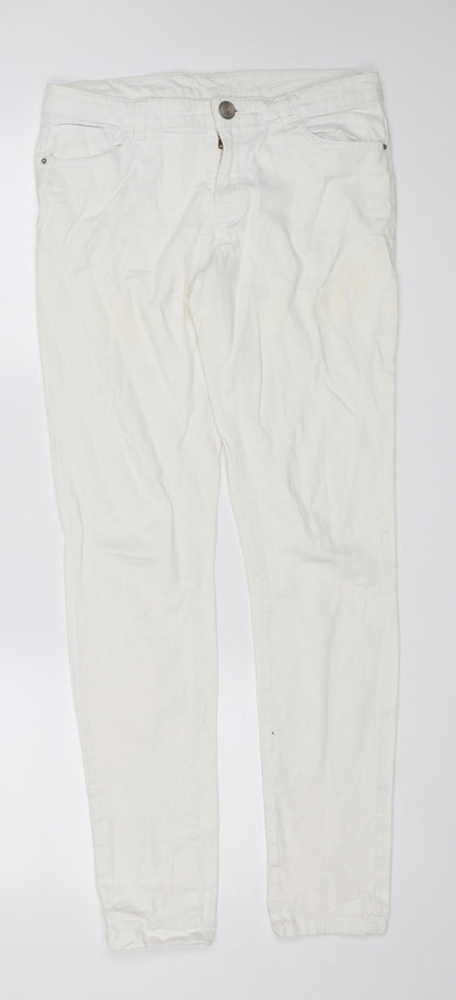 Womens UK Size 10 Preworn Regular Fit Skinny White Jeans