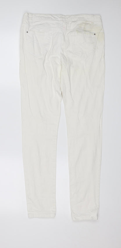 Womens UK Size 10 Preworn Regular Fit Skinny White Jeans