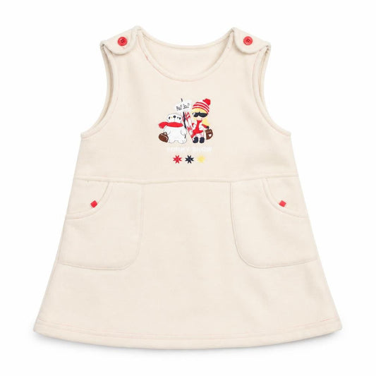 Pick Ouic Girls Ivory   Pinafore/Dungaree Dress  Size 18 Months