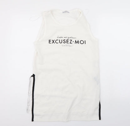 Womens UK Size M Zara White Basic Tank