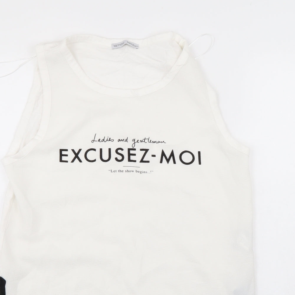 Womens UK Size M Zara White Basic Tank