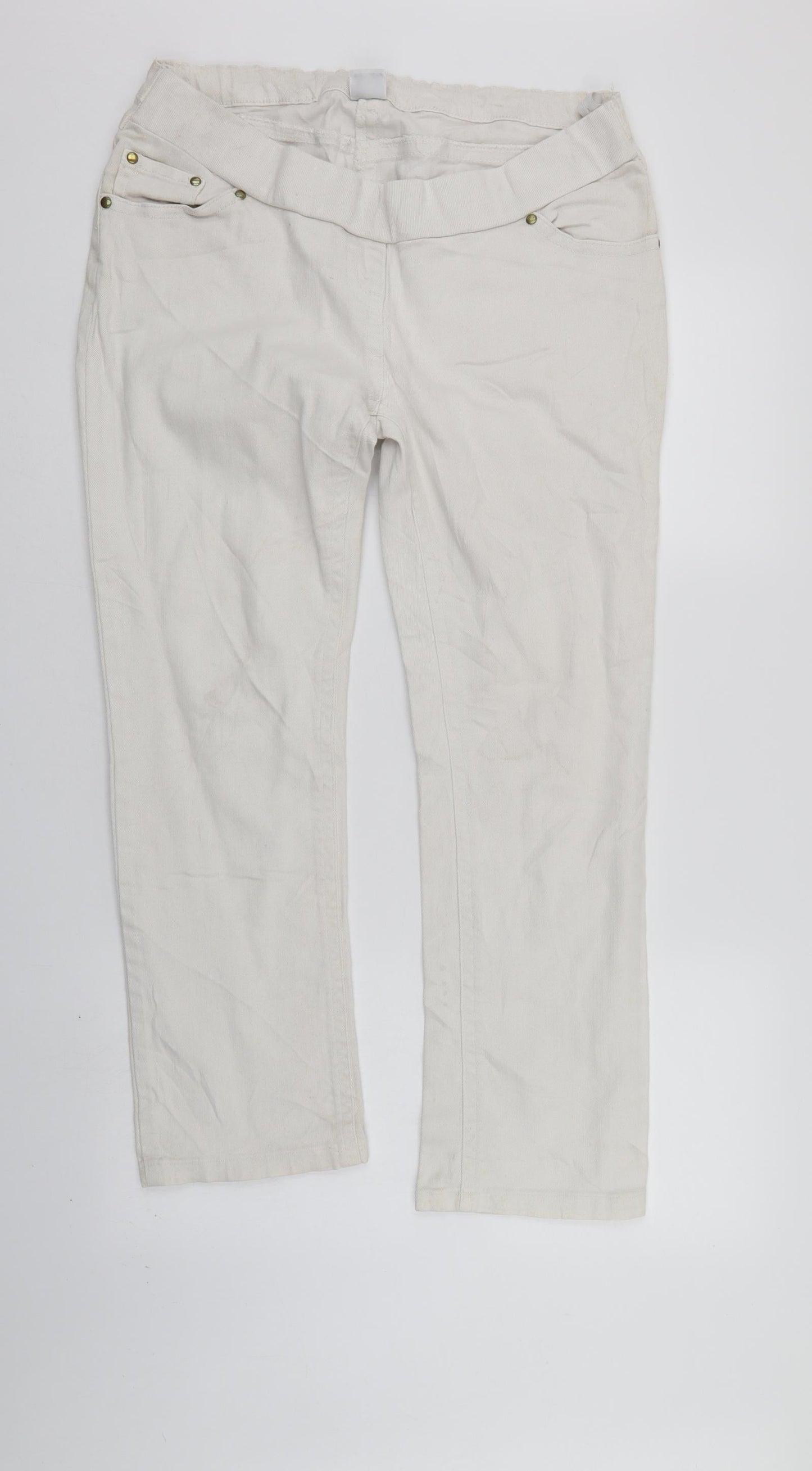 Moda Womens White  Denim Skinny Jeans Size 14 L27 in