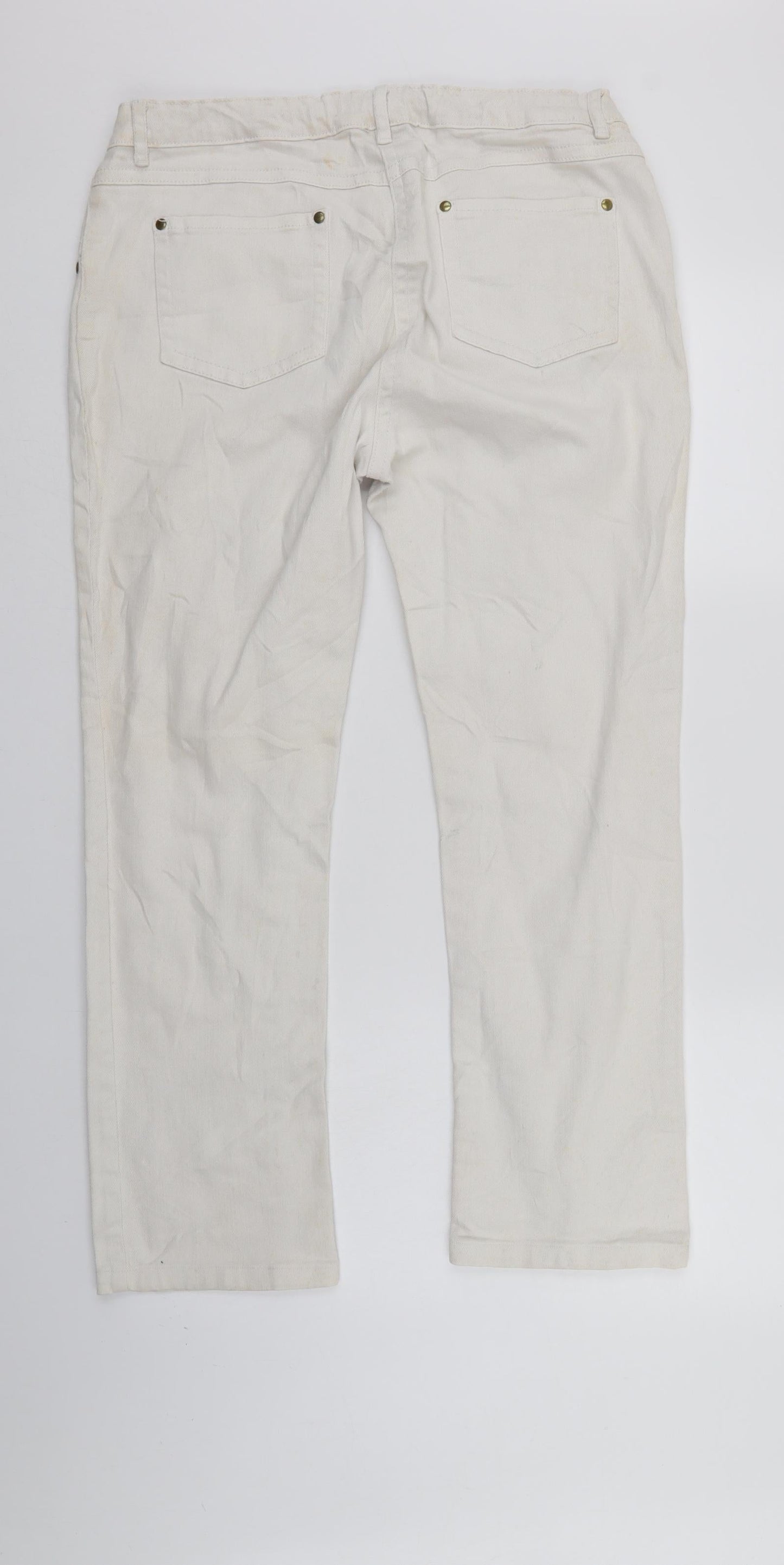 Moda Womens White  Denim Skinny Jeans Size 14 L27 in
