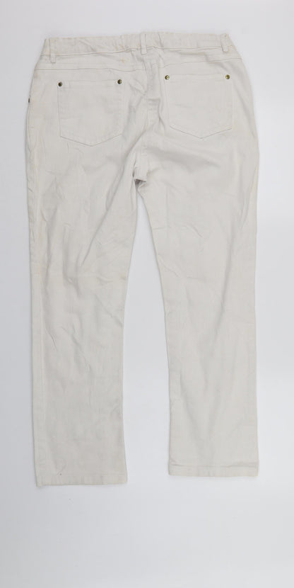 Moda Womens White  Denim Skinny Jeans Size 14 L27 in