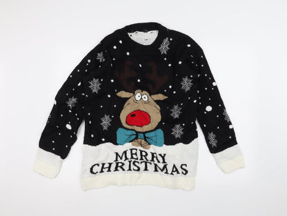 Preworn Mens Black  Knit Pullover Jumper Size S  - Christmas  Jumper