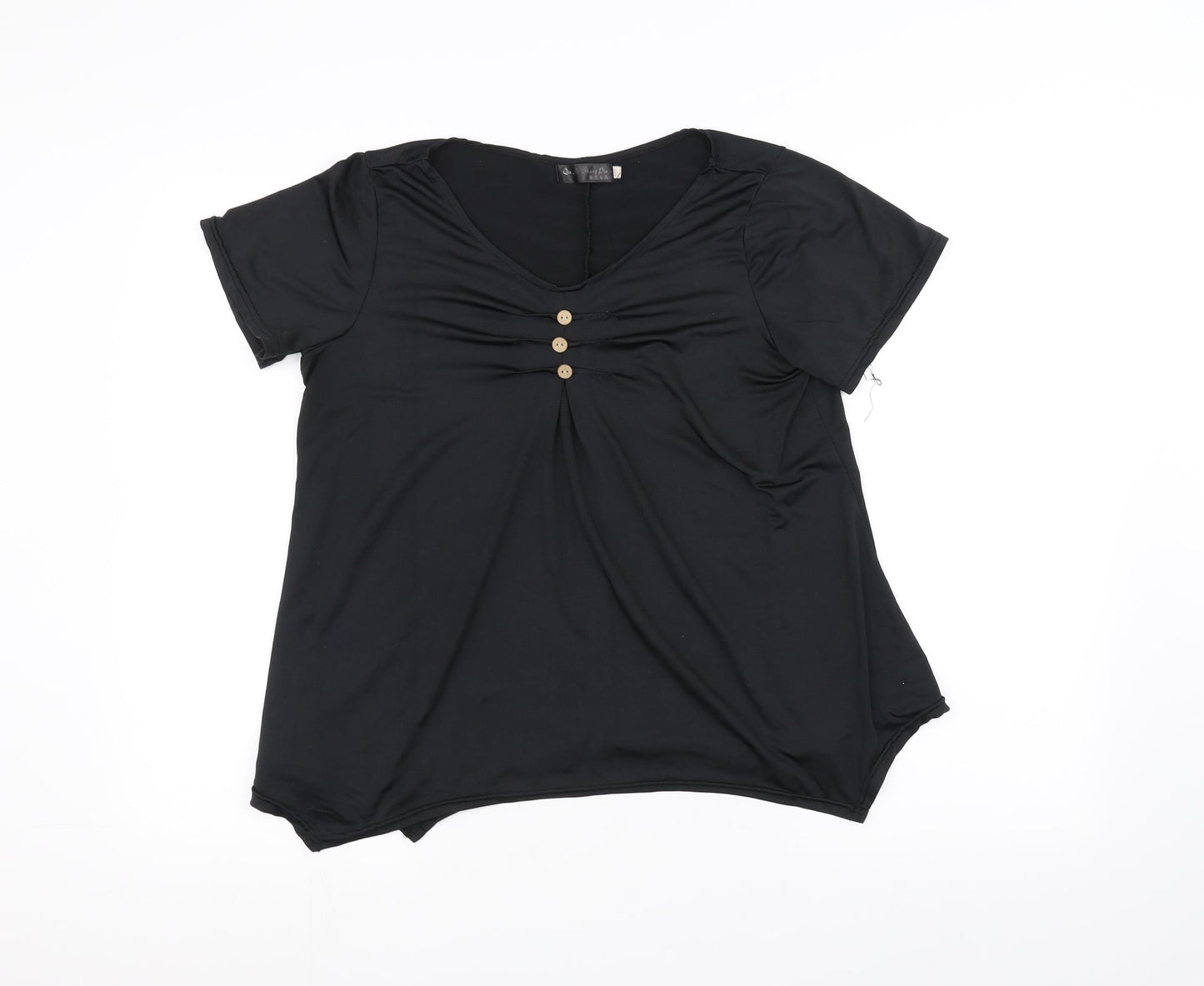 Womens UK Size 2XL Preworn Black Basic T-Shirt