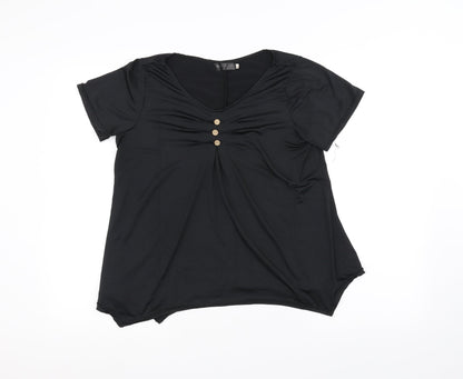 Womens UK Size 2XL Preworn Black Basic T-Shirt