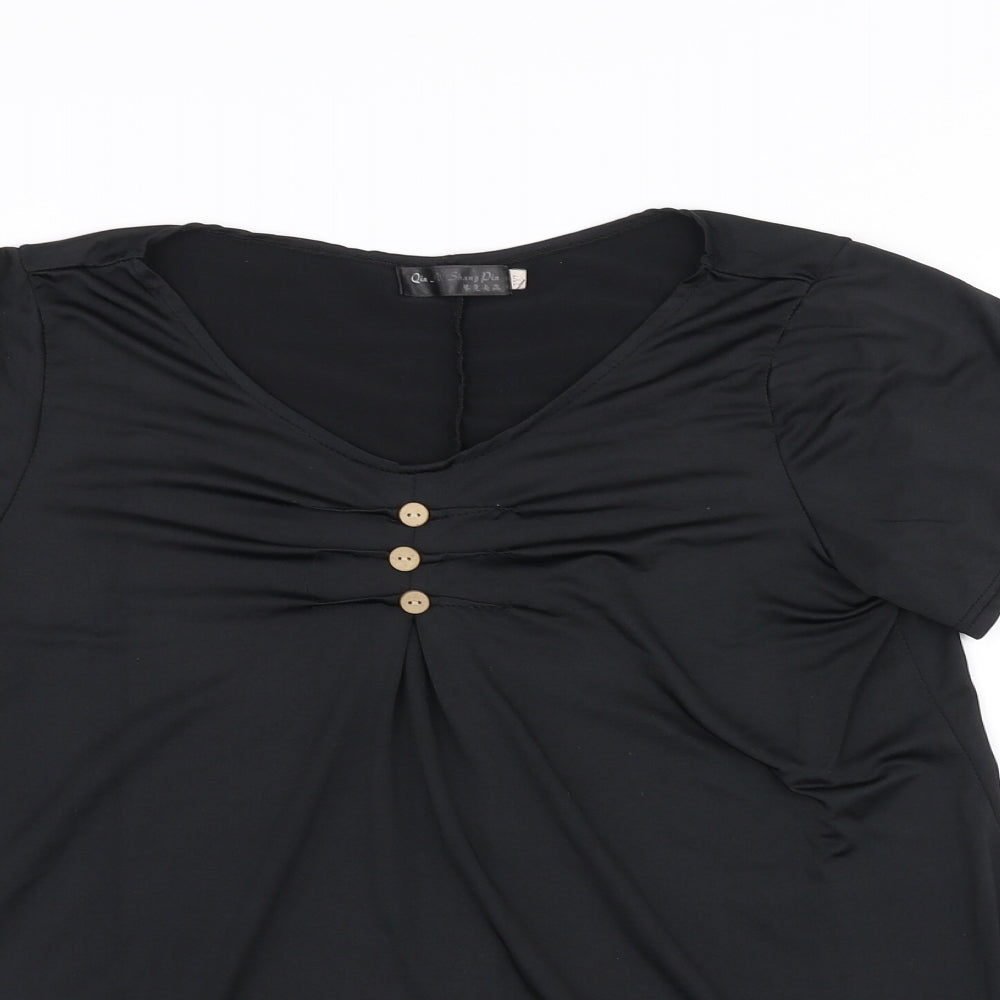 Womens UK Size 2XL Preworn Black Basic T-Shirt