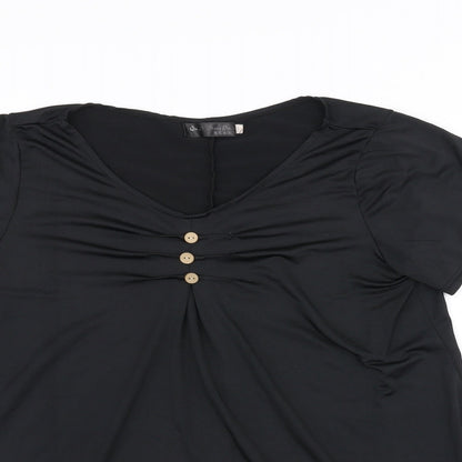 Womens UK Size 2XL Preworn Black Basic T-Shirt