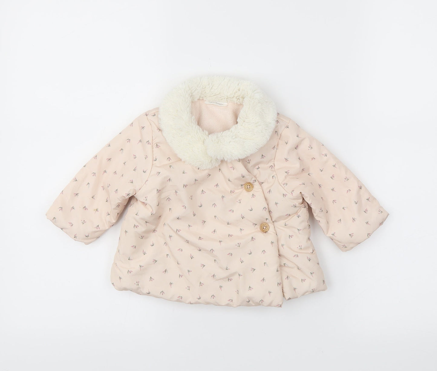 NEXT Girls Pink Floral  Puffer Jacket Coat Size 3-6 Months