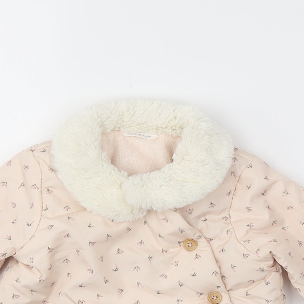 NEXT Girls Pink Floral  Puffer Jacket Coat Size 3-6 Months