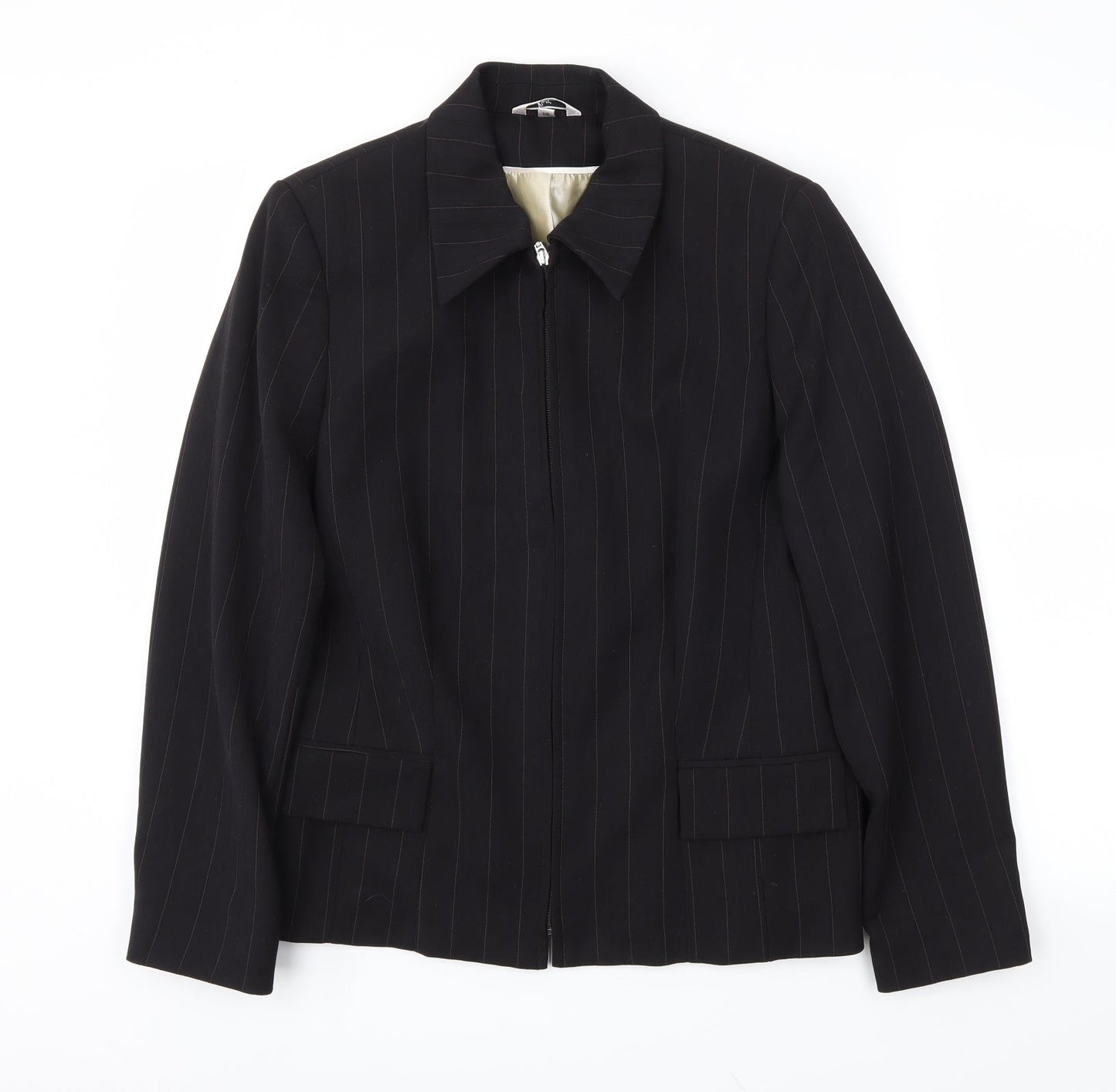 Klass Womens Black Striped  Jacket Blazer Size 14