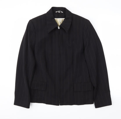 Klass Womens Black Striped  Jacket Blazer Size 14