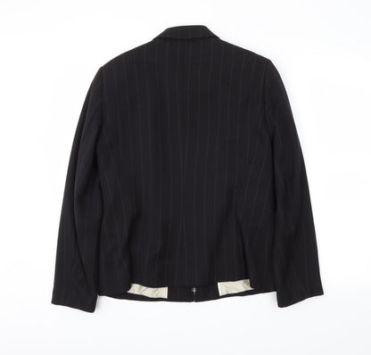 Klass Womens Black Striped  Jacket Blazer Size 14