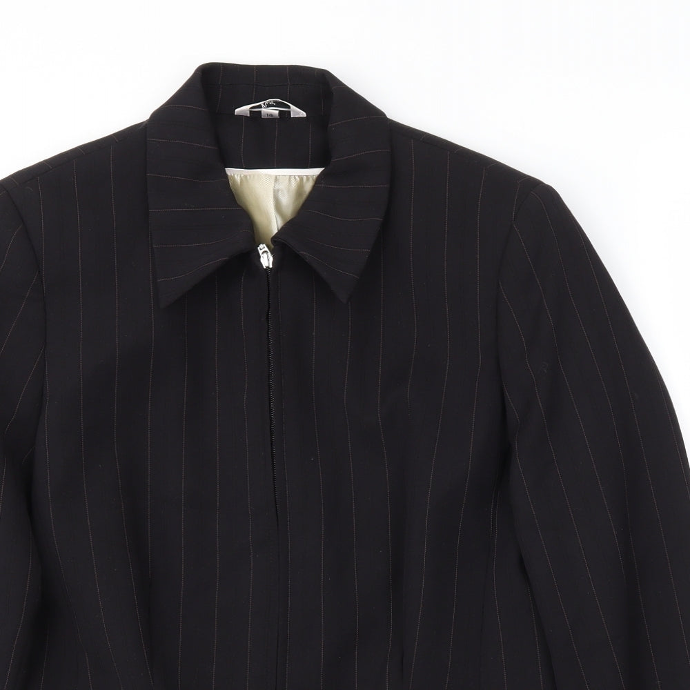 Klass Womens Black Striped  Jacket Blazer Size 14
