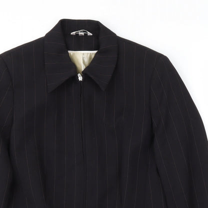 Klass Womens Black Striped  Jacket Blazer Size 14