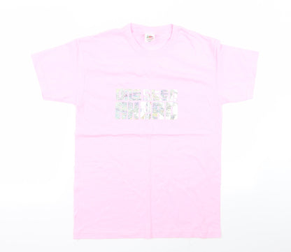 Womens UK Size S Fruit of the Loom Pink Basic T-Shirt